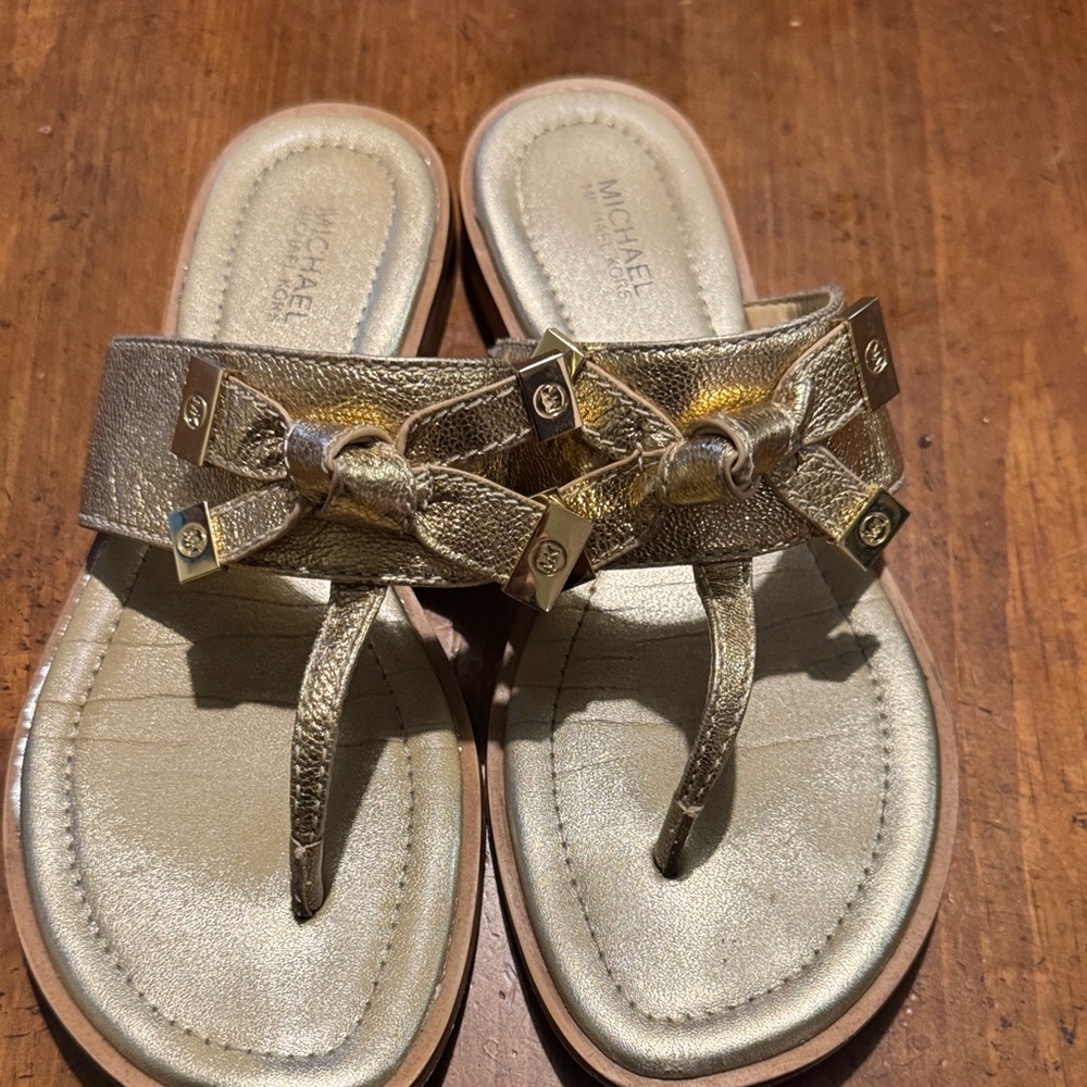 Michael Kors Metallic Gold Slide Sandals